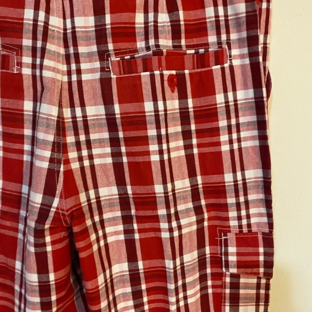 Southpole Y2K  Retro Red Plaid Bermuda Cargo Streetwear HipHop Shorts Size 40
